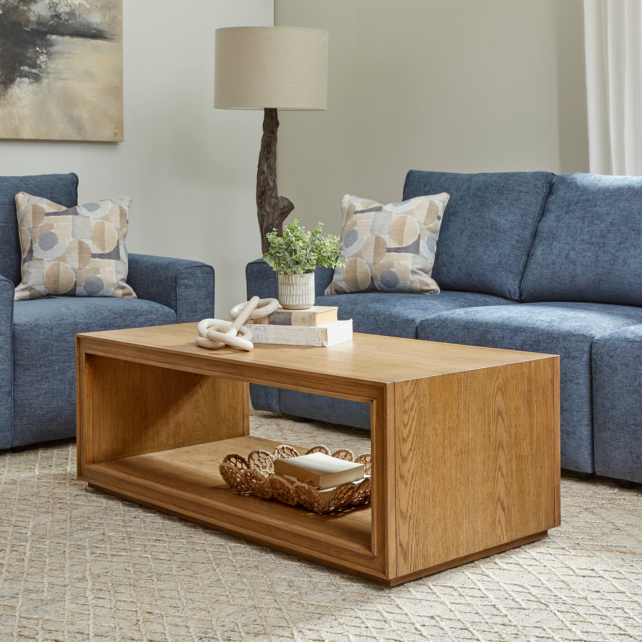 Waterfall Brown Rectangular Coffee Table with Casters