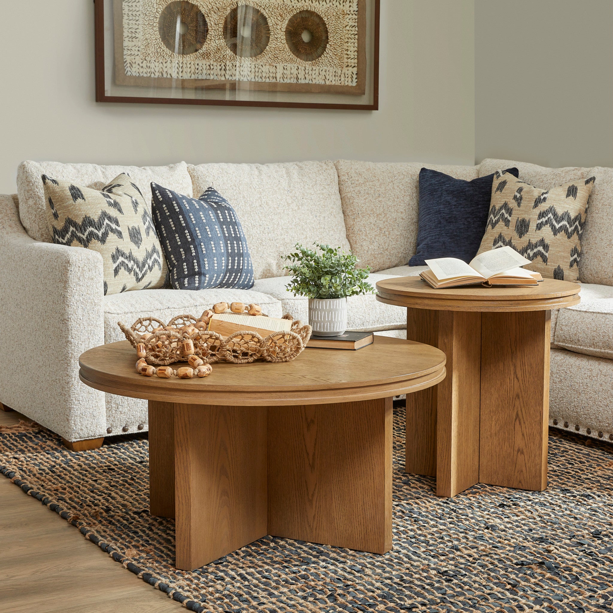 Waterfall Brown Round Coffee Table