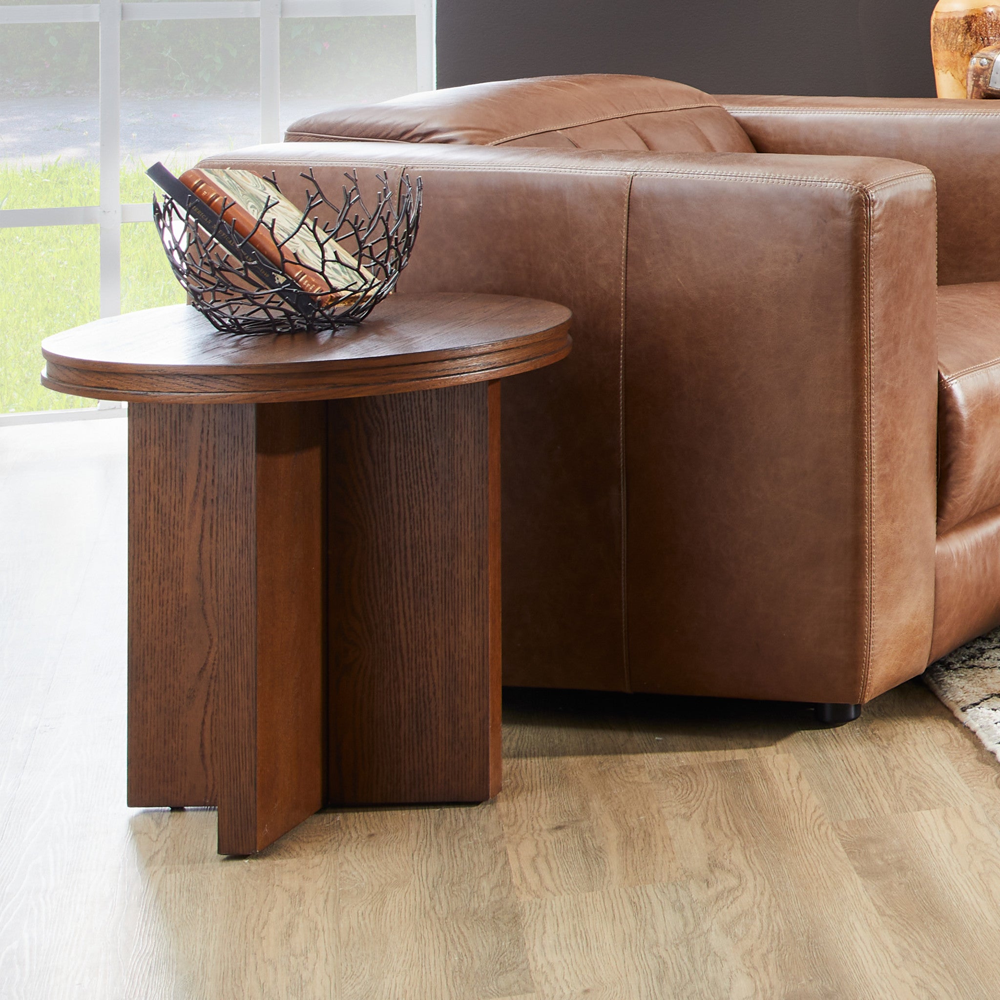 Waterfall Brown Round End Table