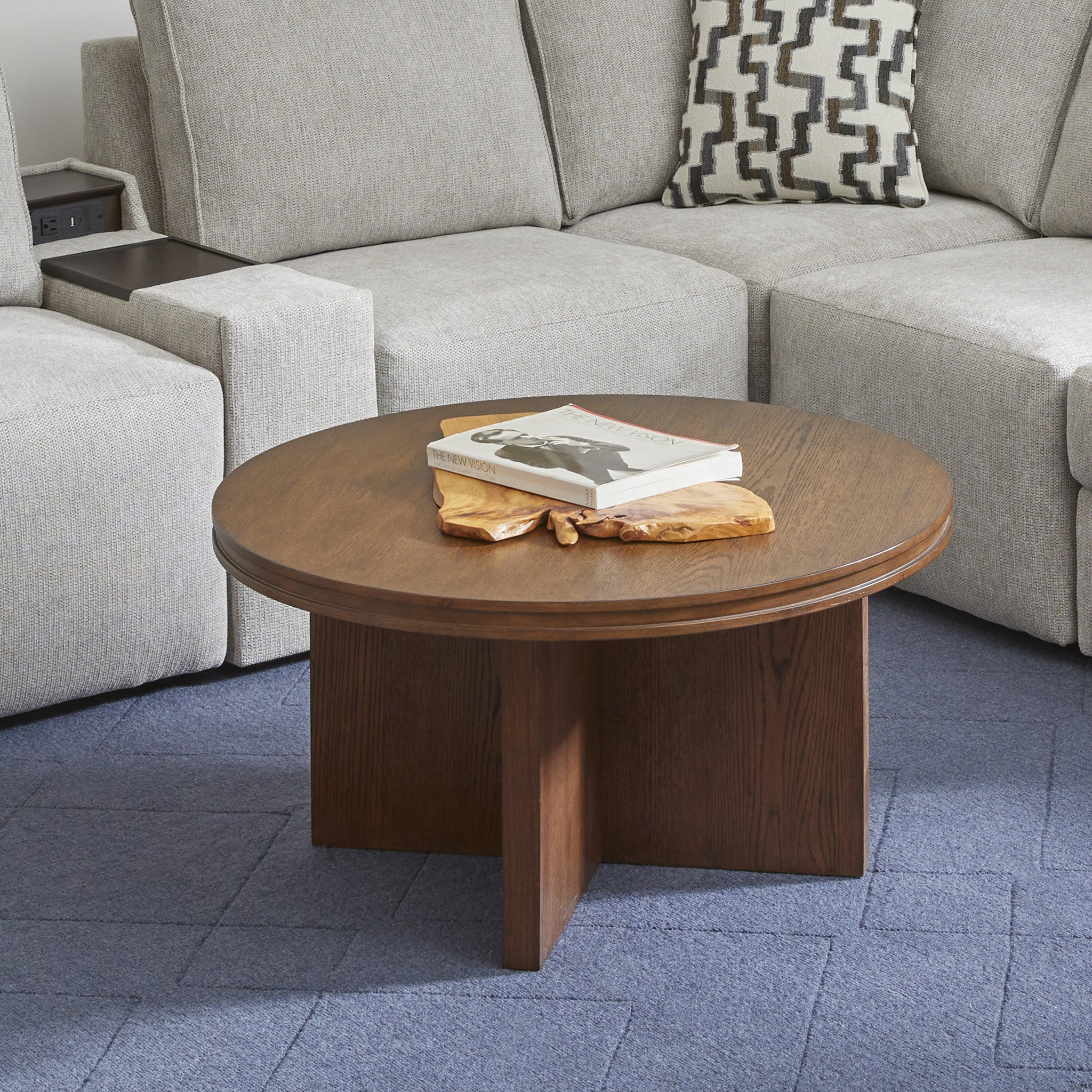 Waterfall Brown Round Coffee Table