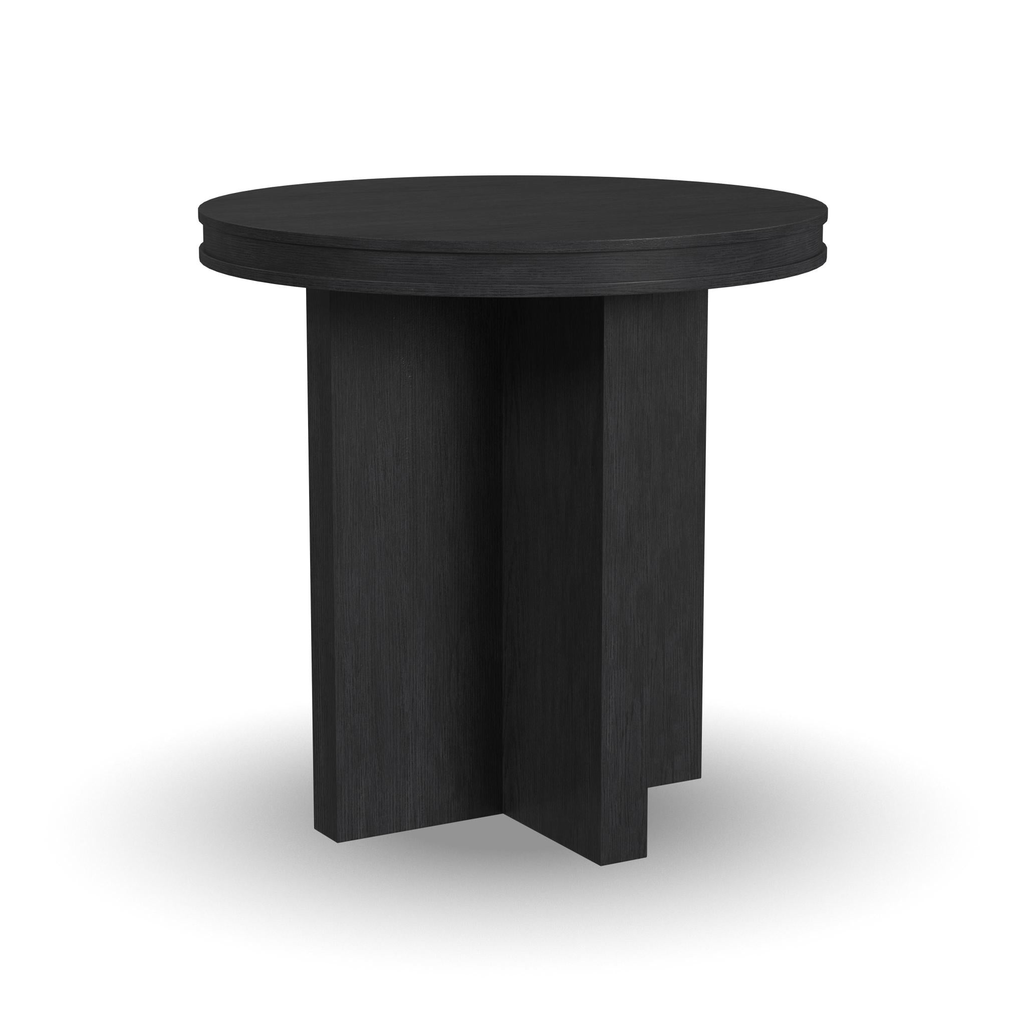 Waterfall Black Round End Table