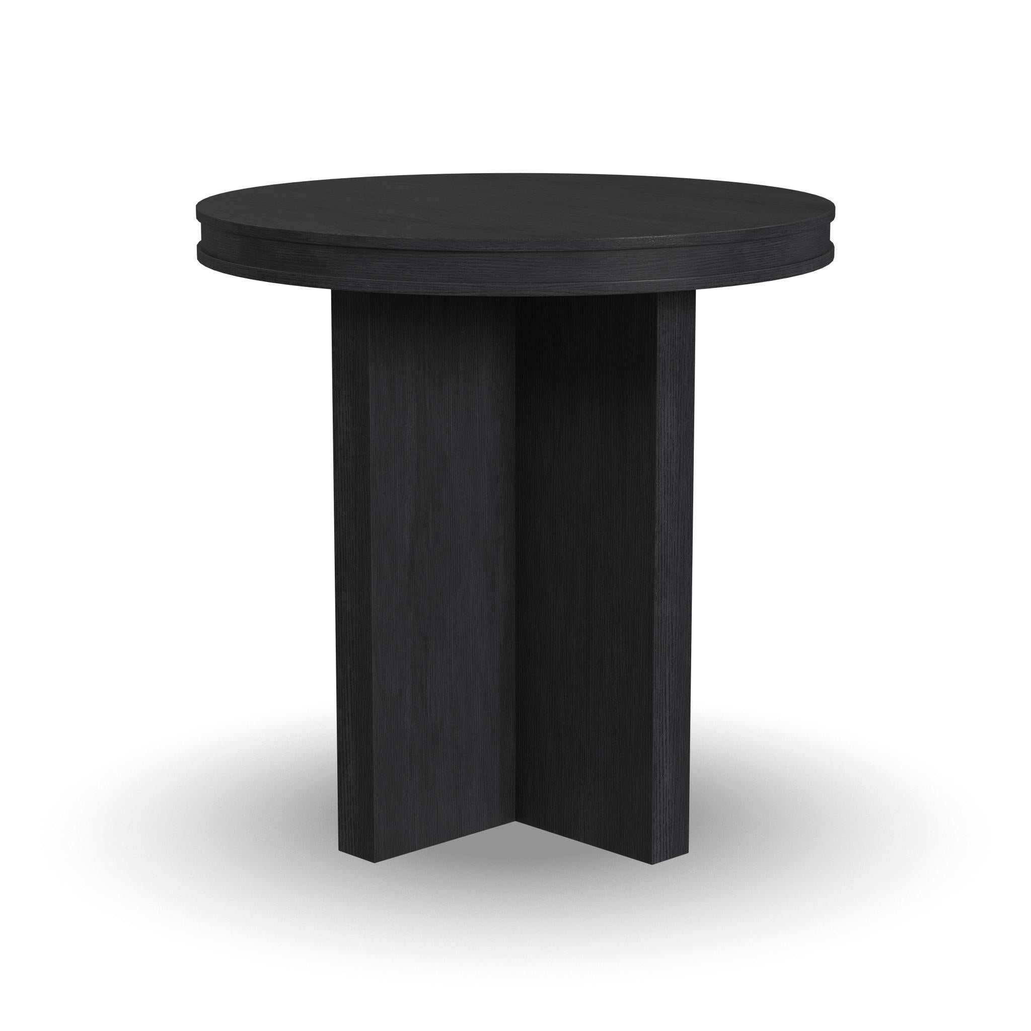 Waterfall Black Round End Table