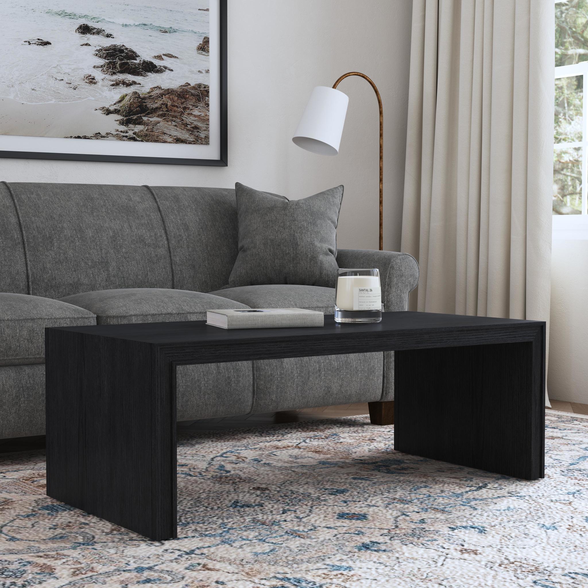 Waterfall Black Rectangular Coffee Table