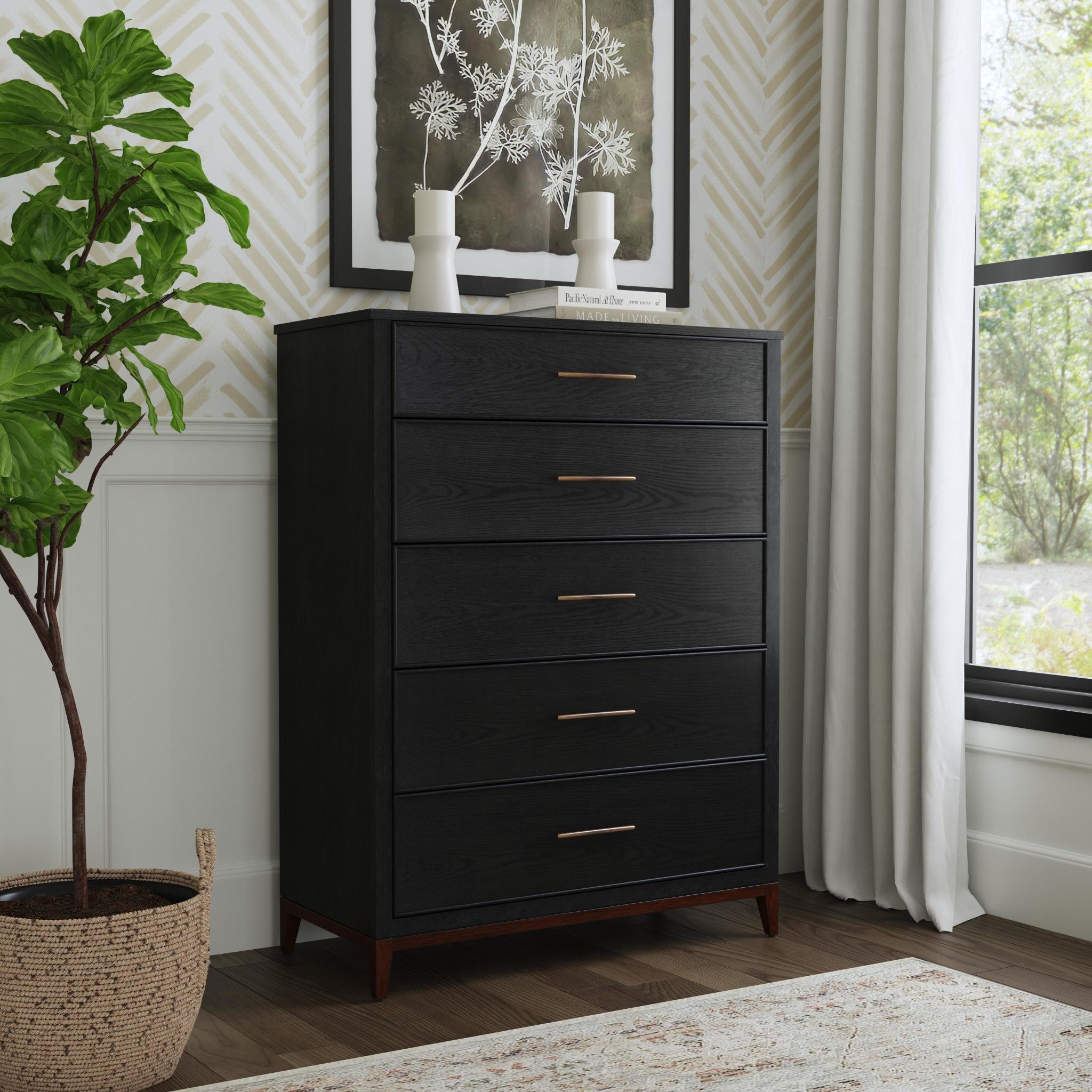 Waterfall Black Drawer Chest