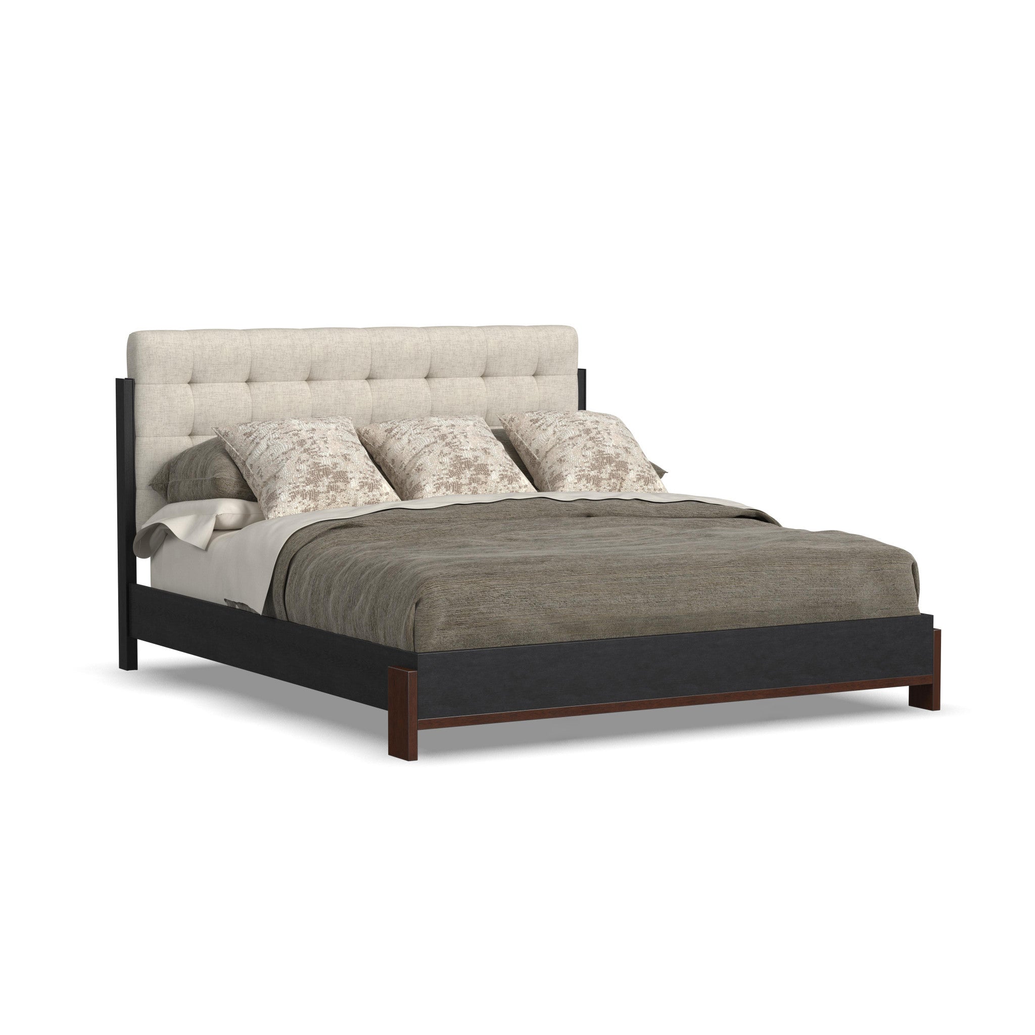 Waterfall Black King Upholstered Bed