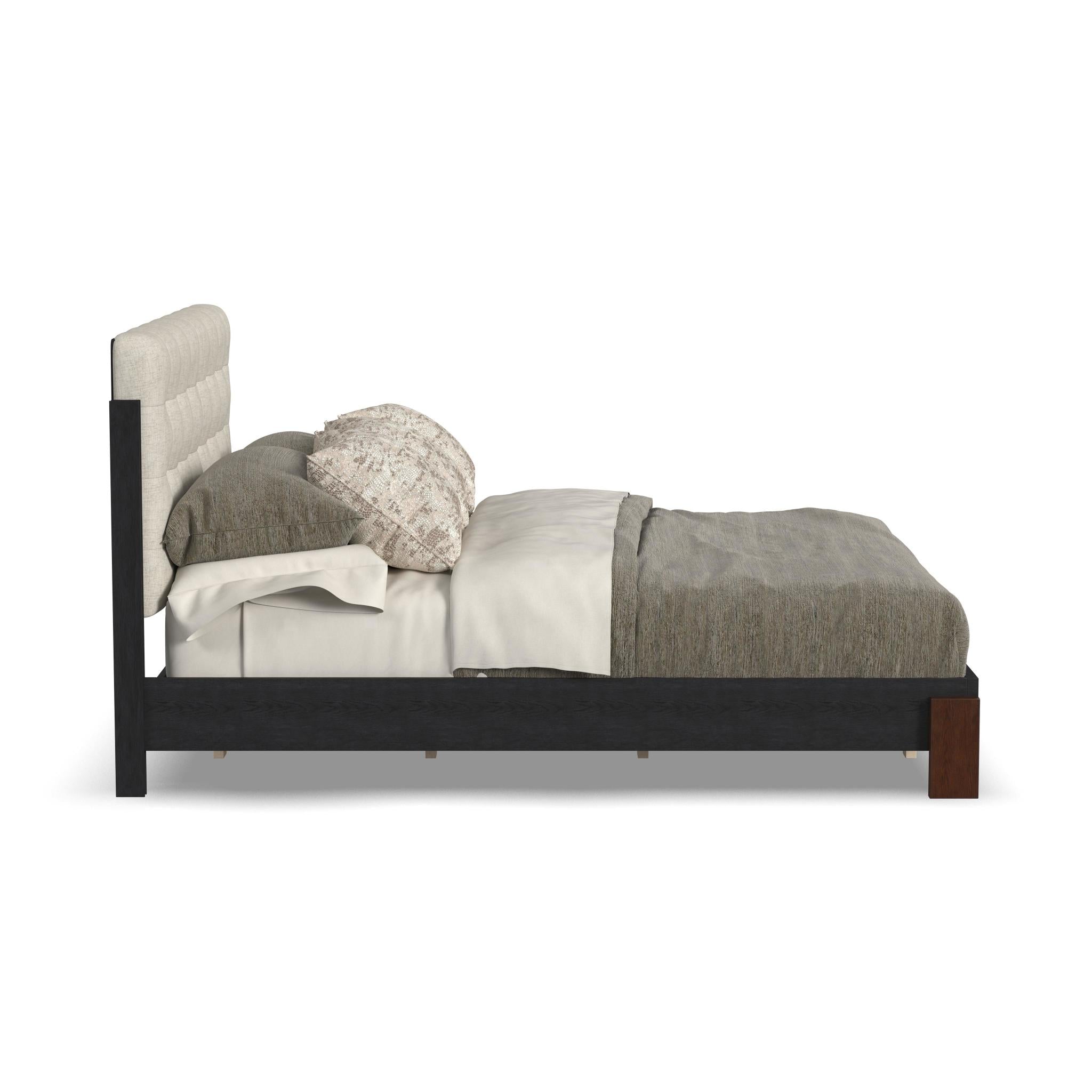 Waterfall Black King Upholstered Bed