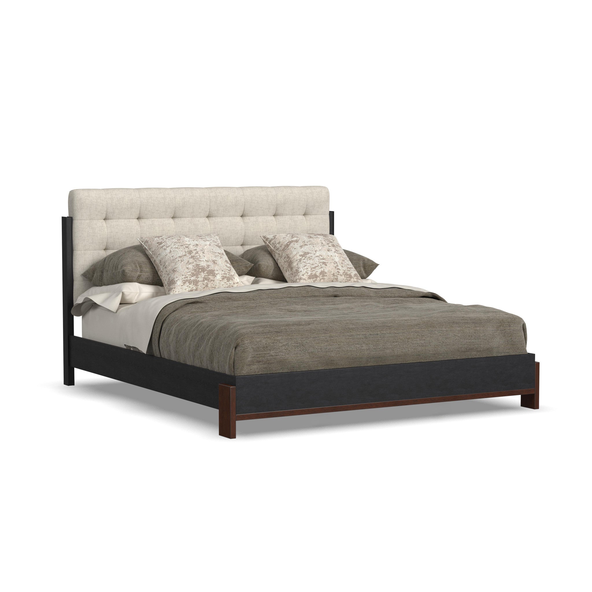 Waterfall Black Queen Upholstered Bed