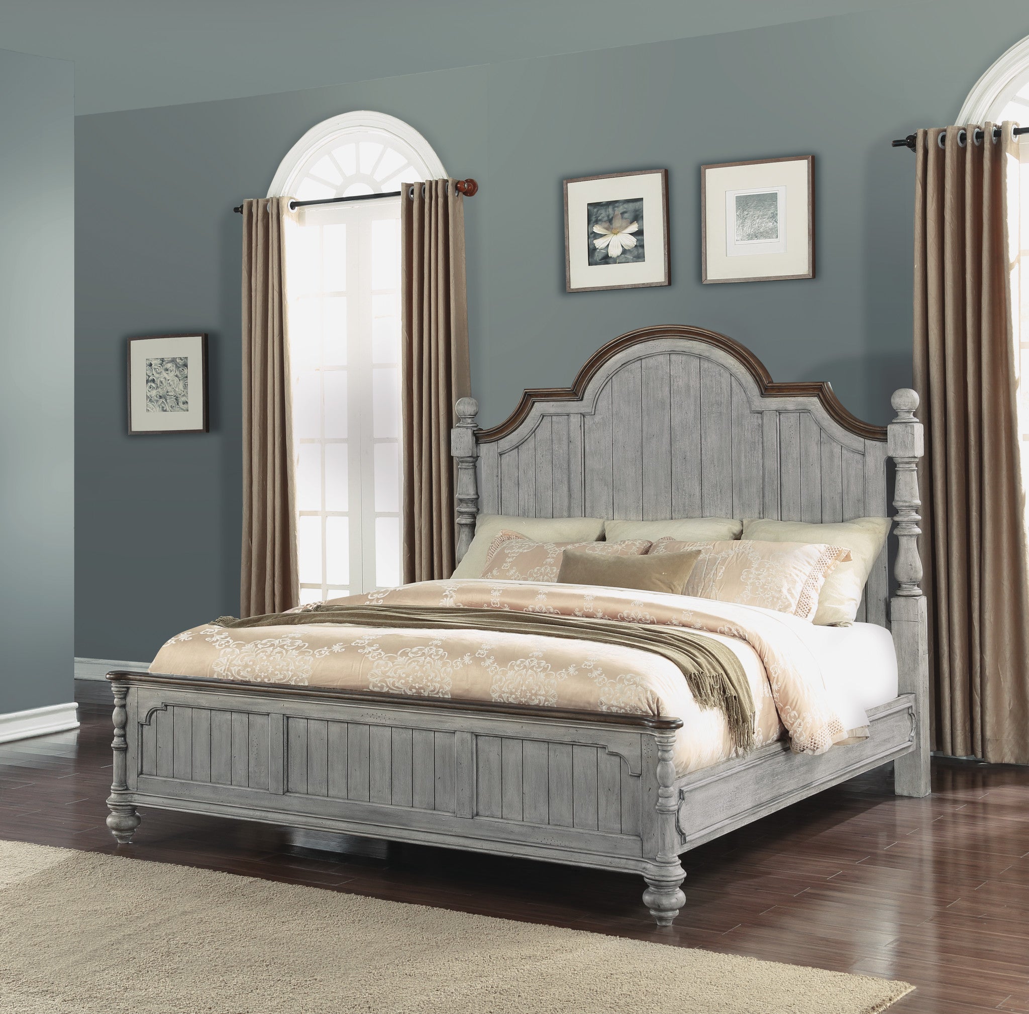 Plymouth Gray King Poster Bed