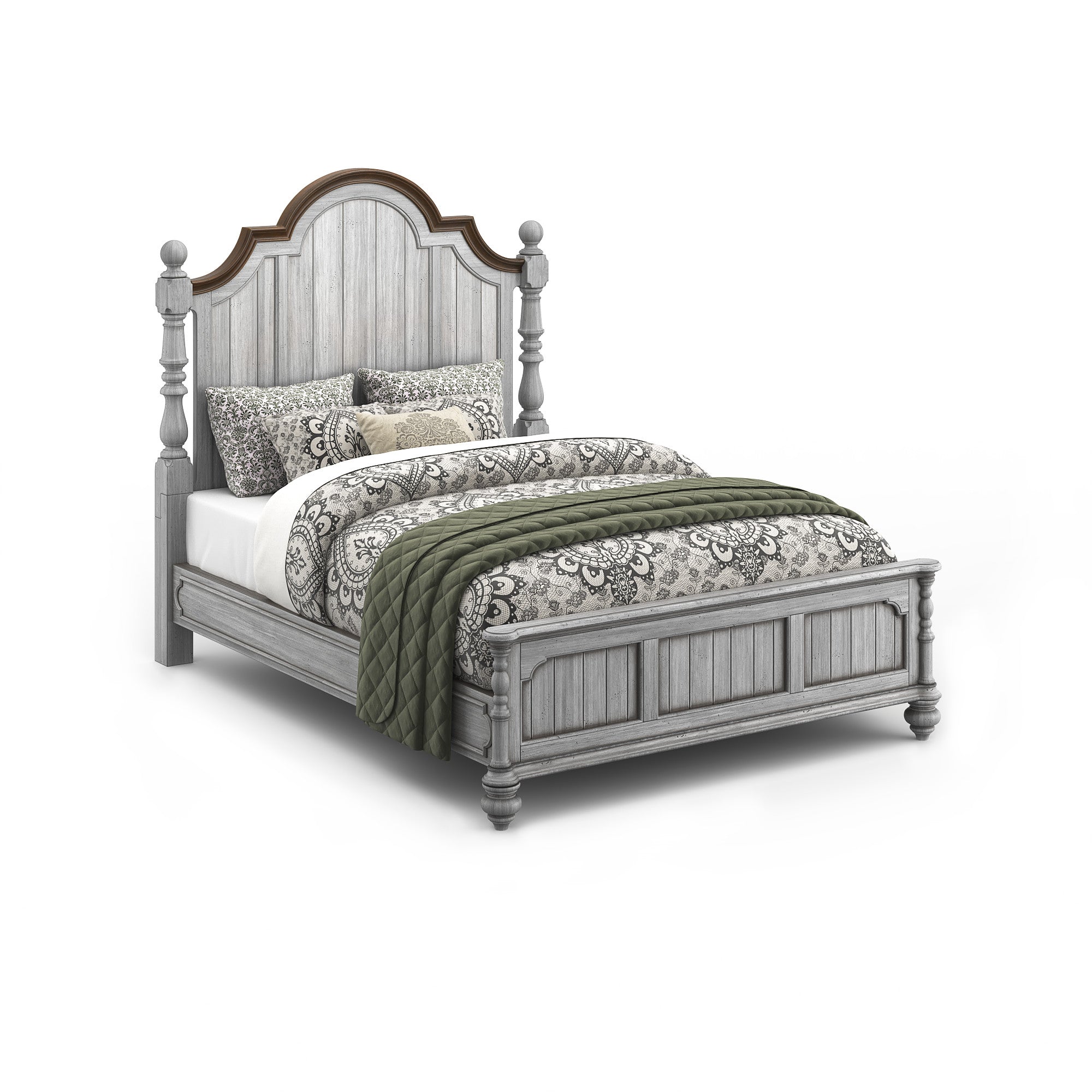 Plymouth Gray Queen Poster Bed