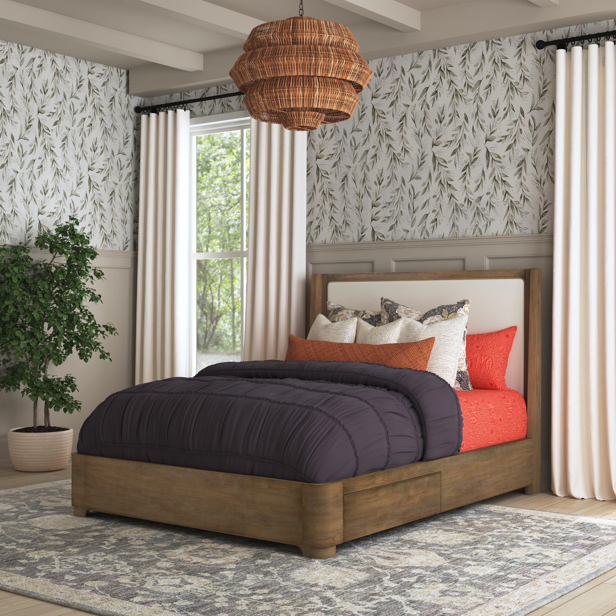 Normandy Queen Upholstered Storage Bed