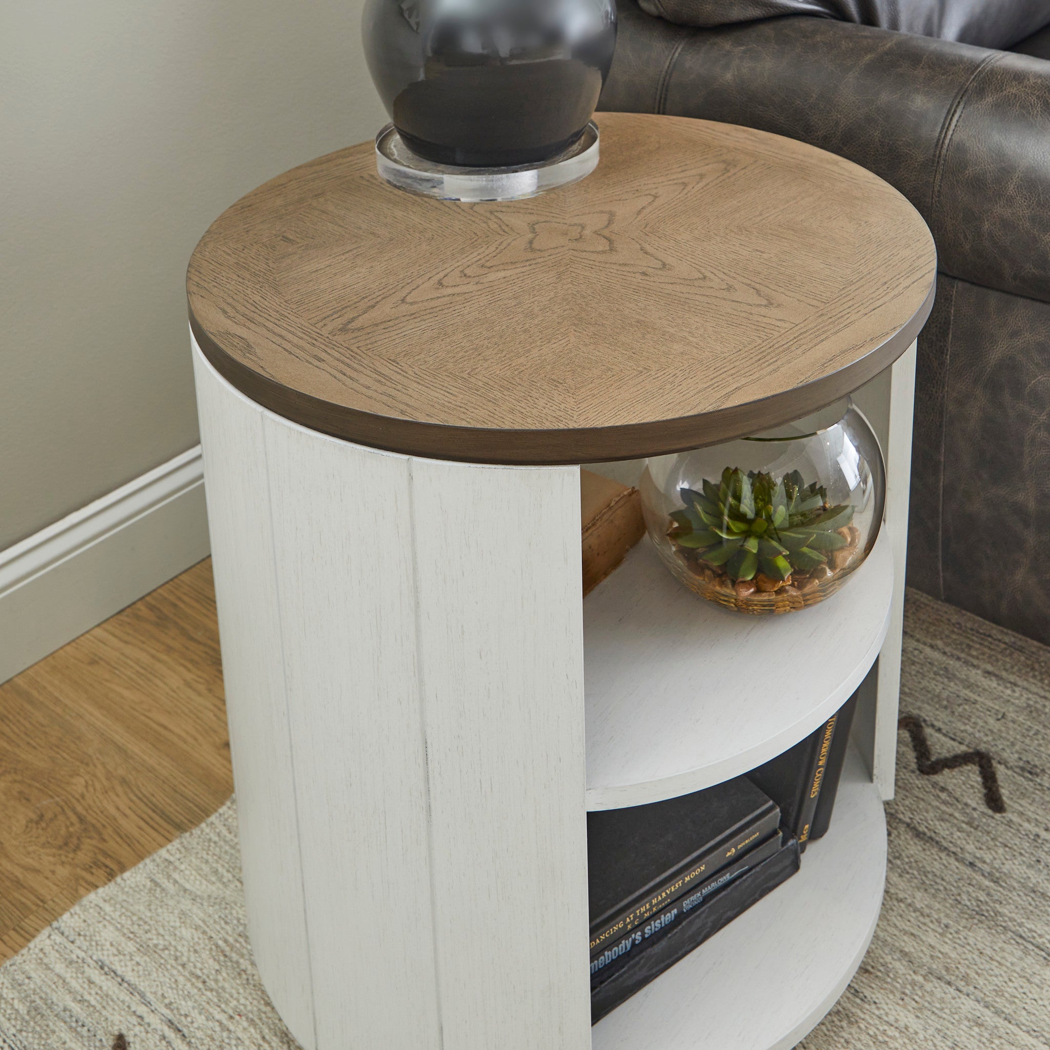 Melody White Round End Table