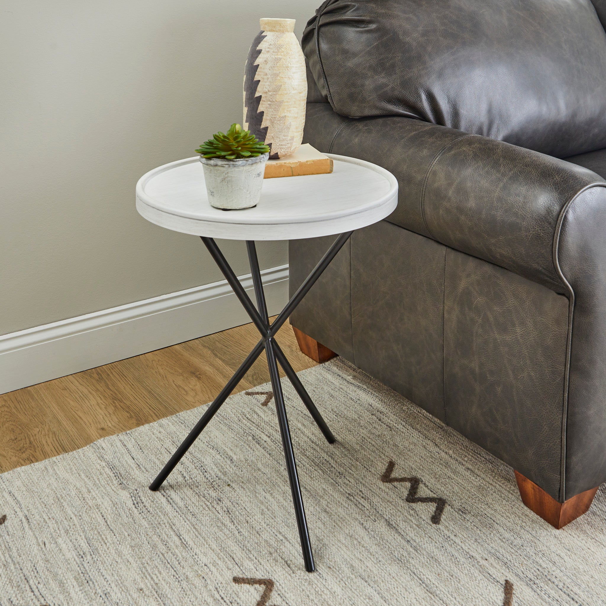 Melody White Round End Table