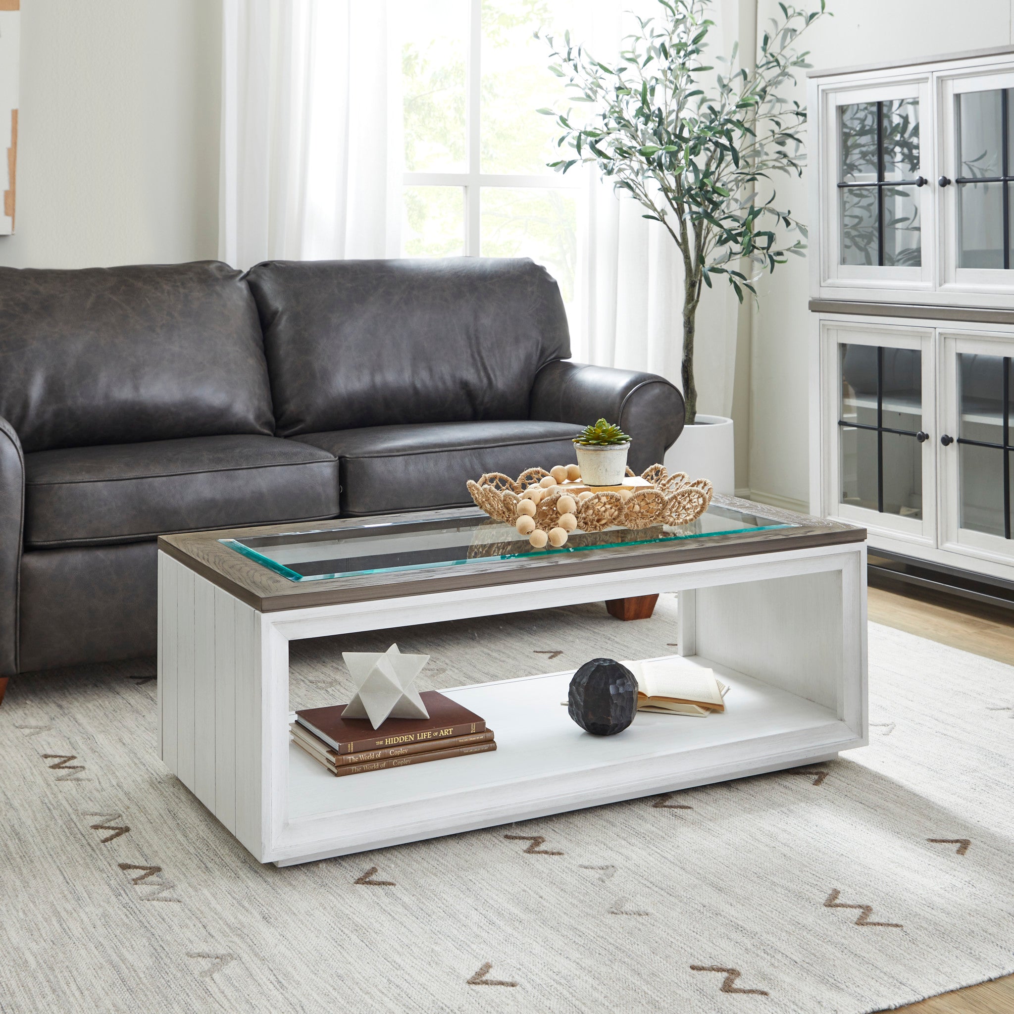 Melody White Rectangular Coffee Table with Casters