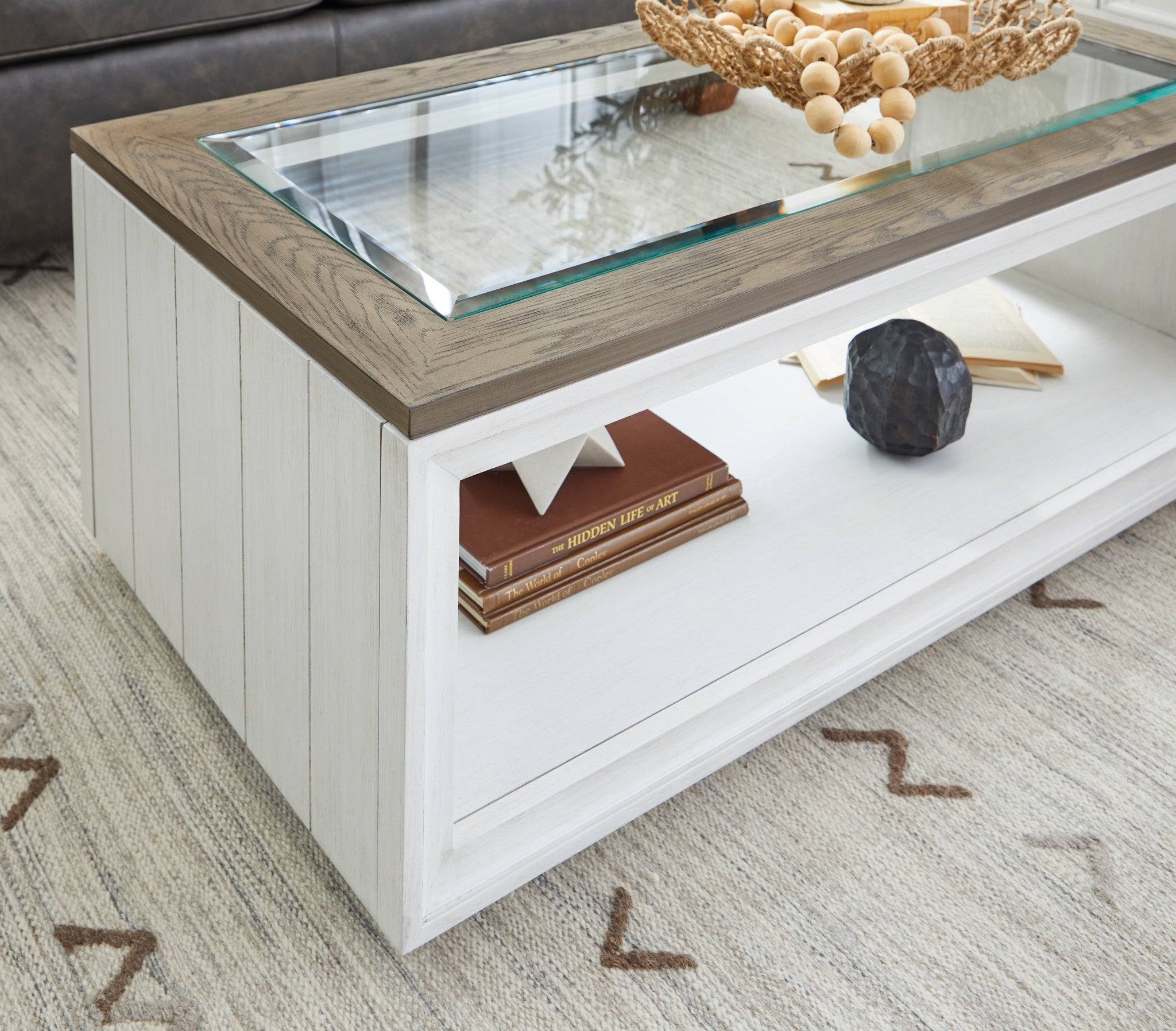 Melody White Rectangular Coffee Table with Casters