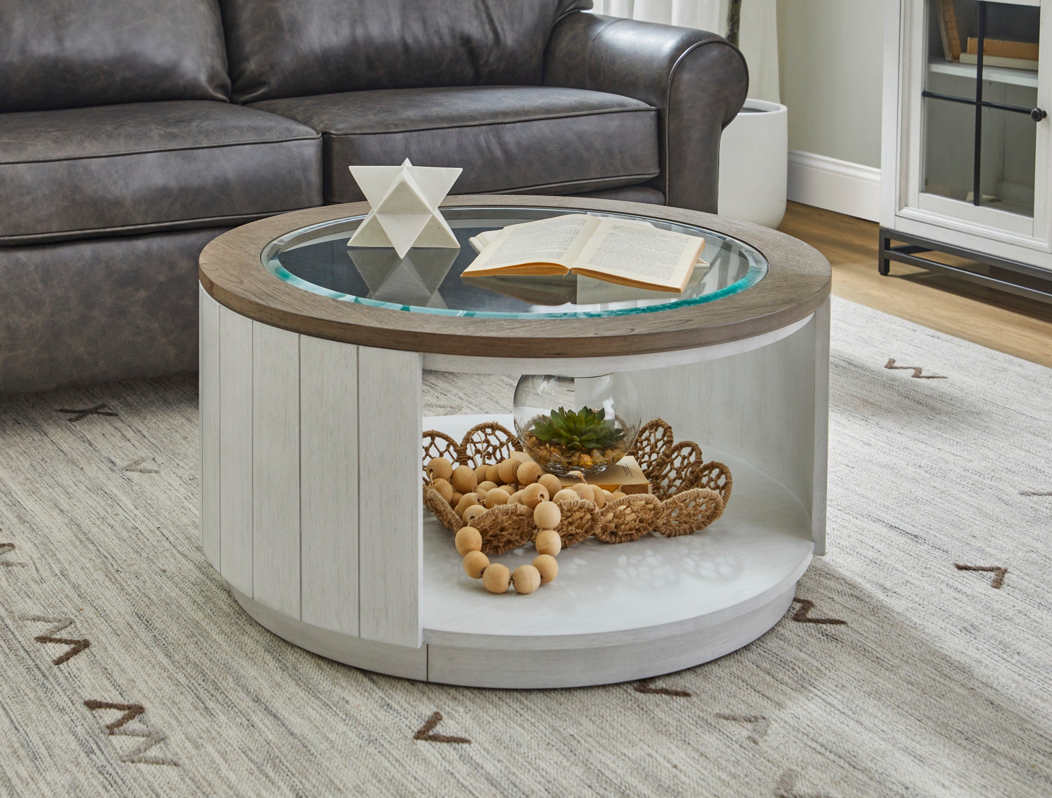 Melody White Round Coffee Table with Casters