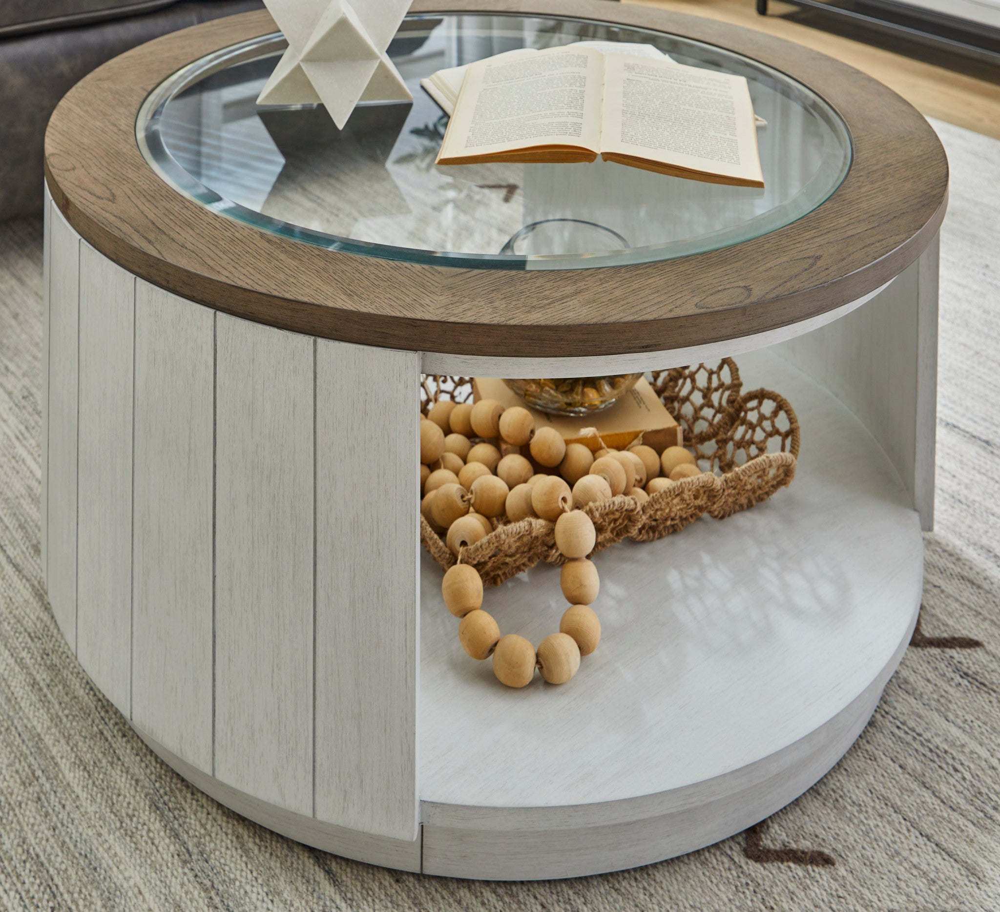 Melody White Round Coffee Table with Casters