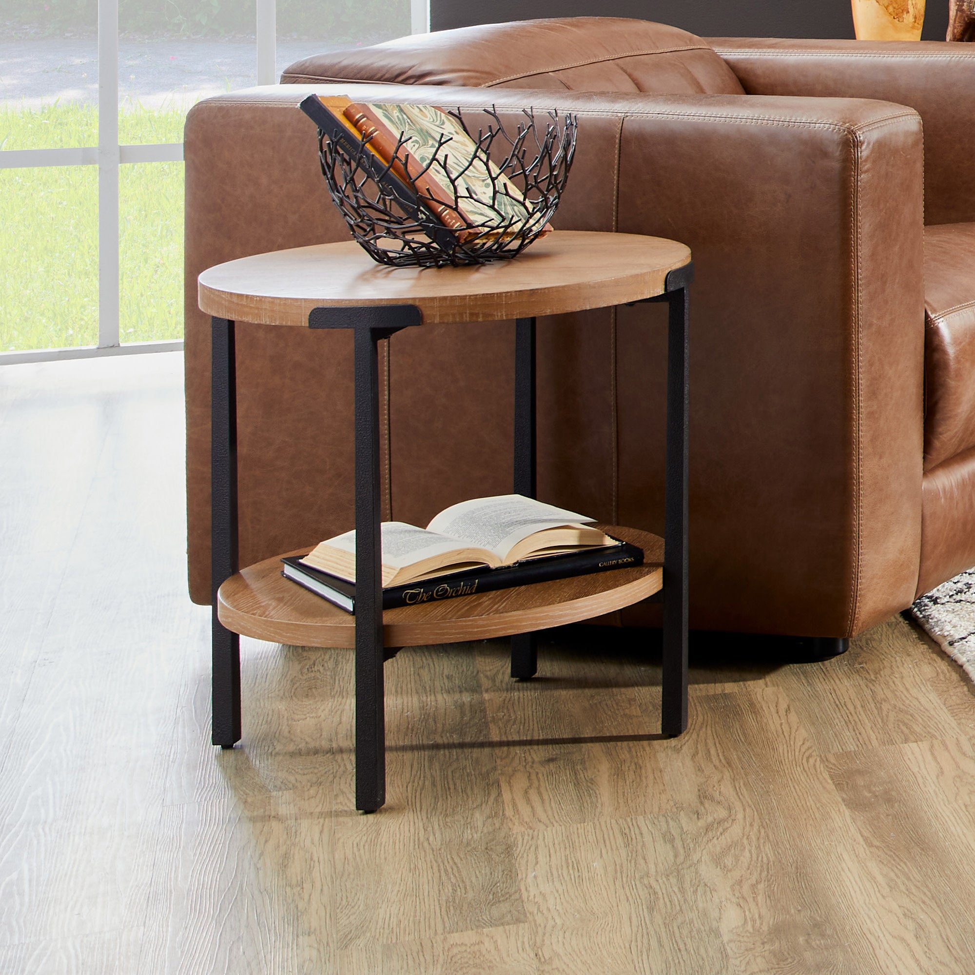 Millwork Brown Round End Table