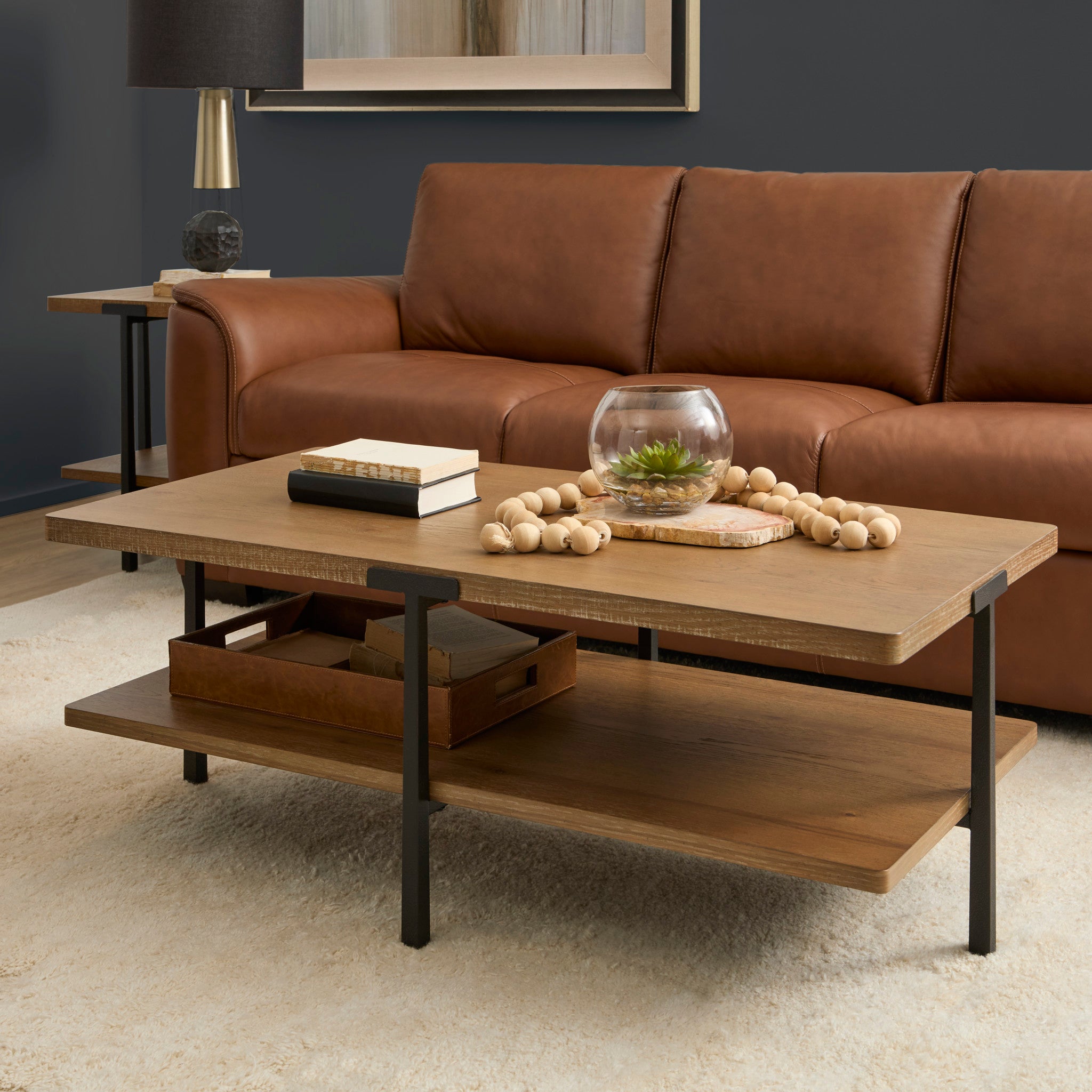 Millwork Brown Rectangular Coffee Table