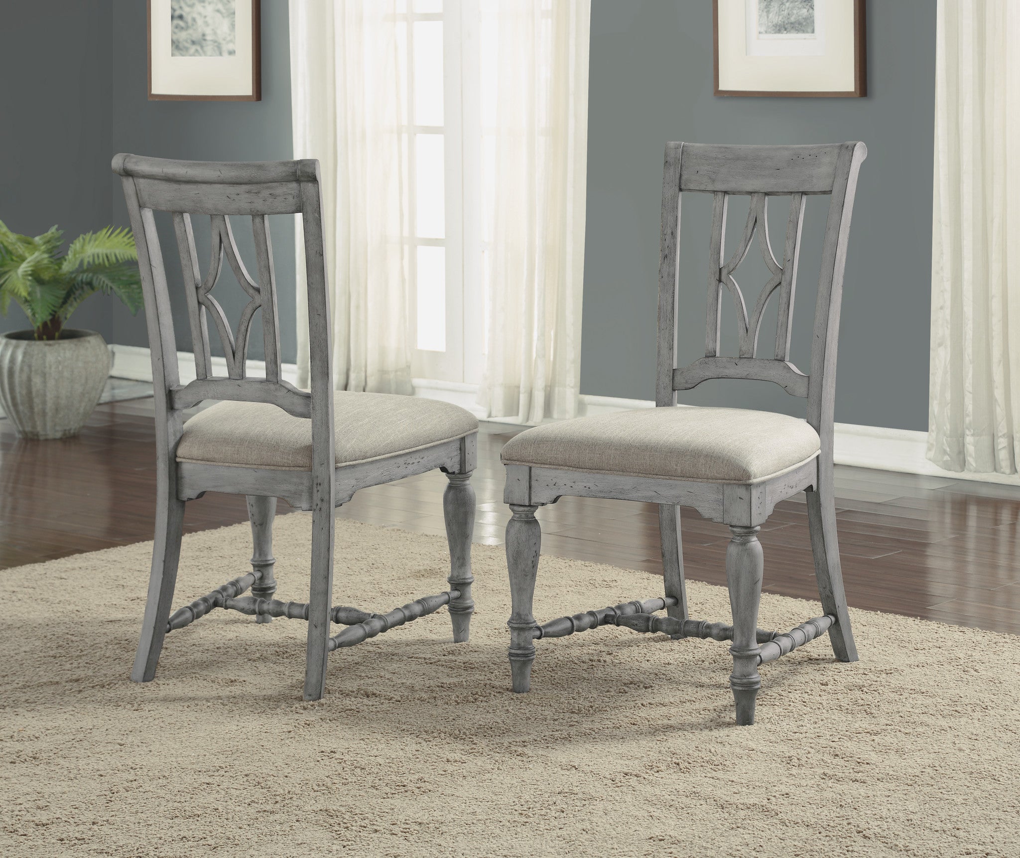 Plymouth Gray Pair of Armless Dining Chairs