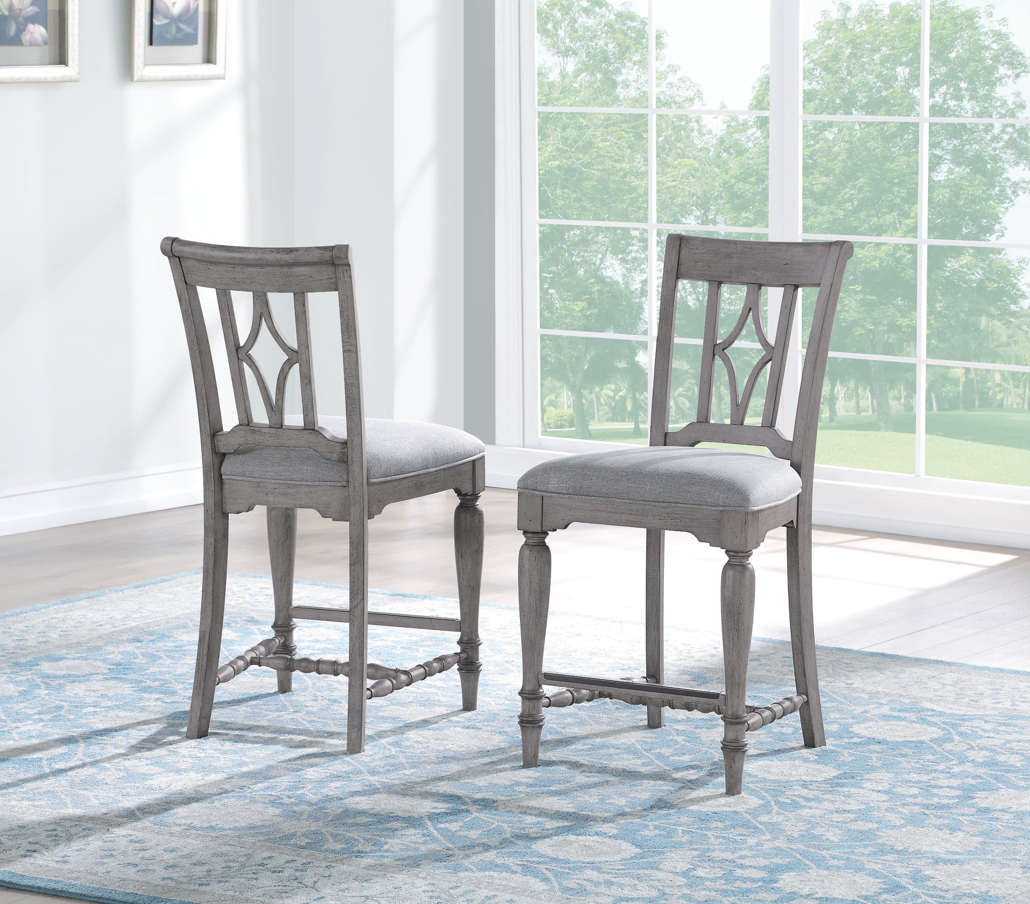 Plymouth Gray Pair of Armless Dining Chairs